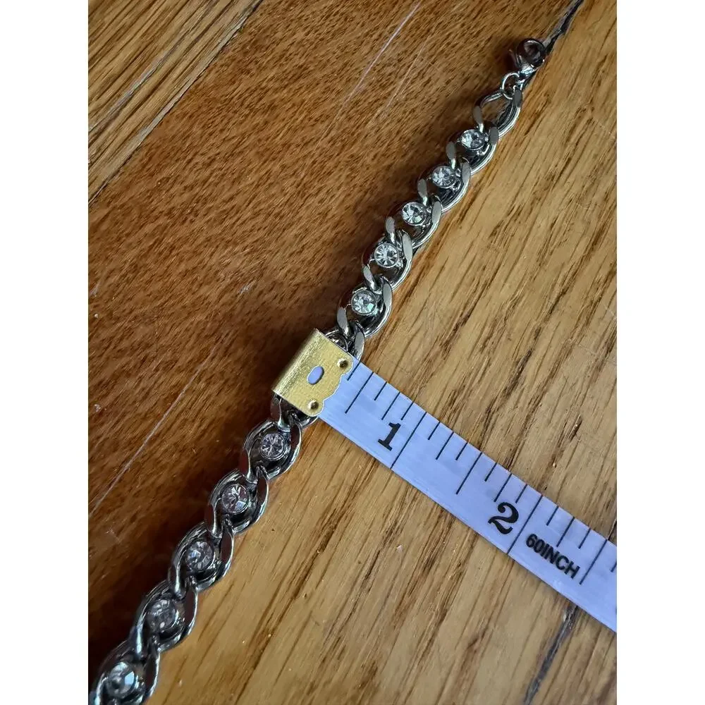 Silver Chain Belt w/Diamond Rhinestone Accents sz XS/S